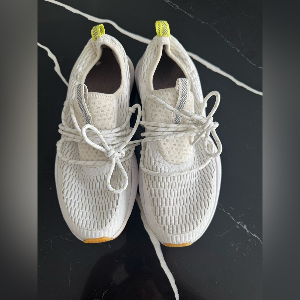 Sorel Cream White Athletic Sneakers with Yellow Pull Tabs